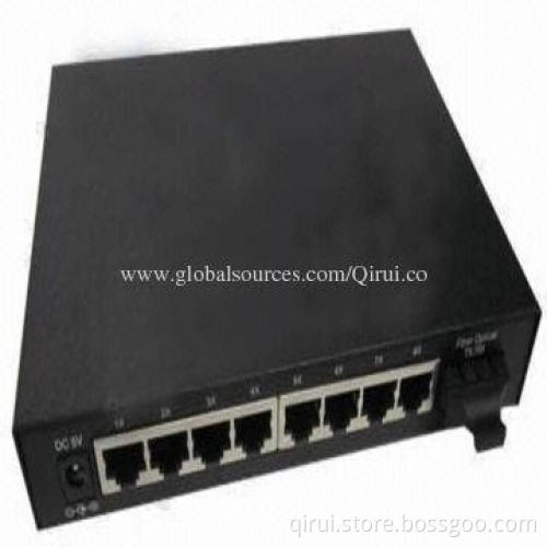 10/100M Dual Fiber 1550nm 80km SC 1SC+8RJ45 Ethernet Fiber Media Converter